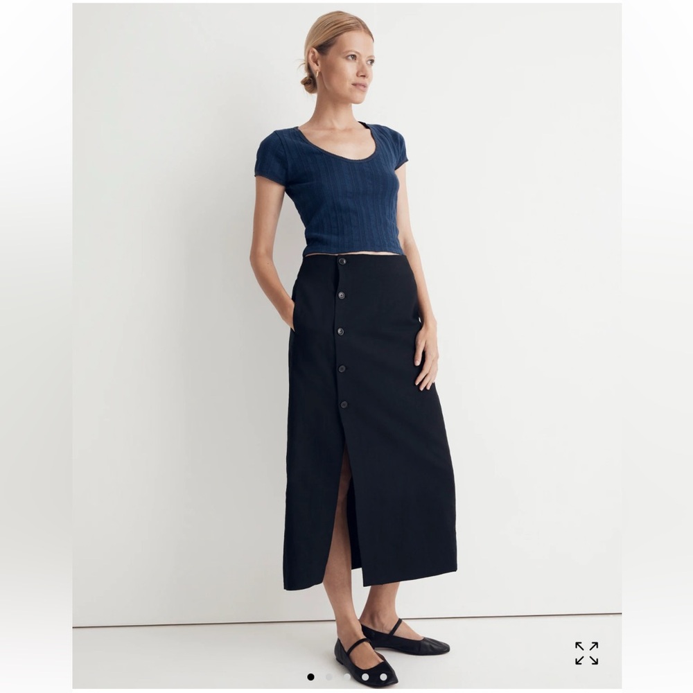 Madewell Linen Button Up Wrap Midi Skirt